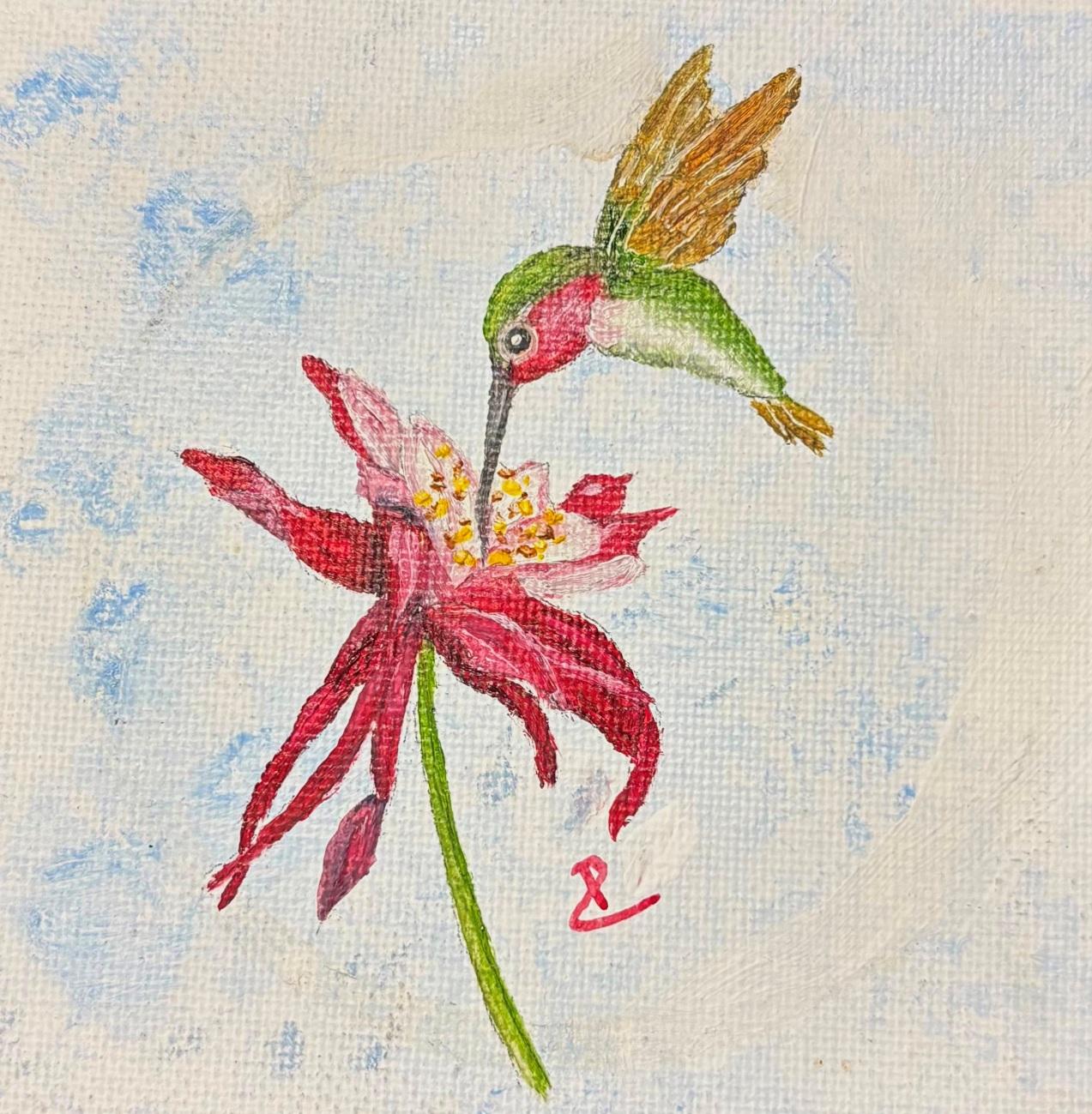Pamela Crouch-Green Hummingbird-Oil4x4