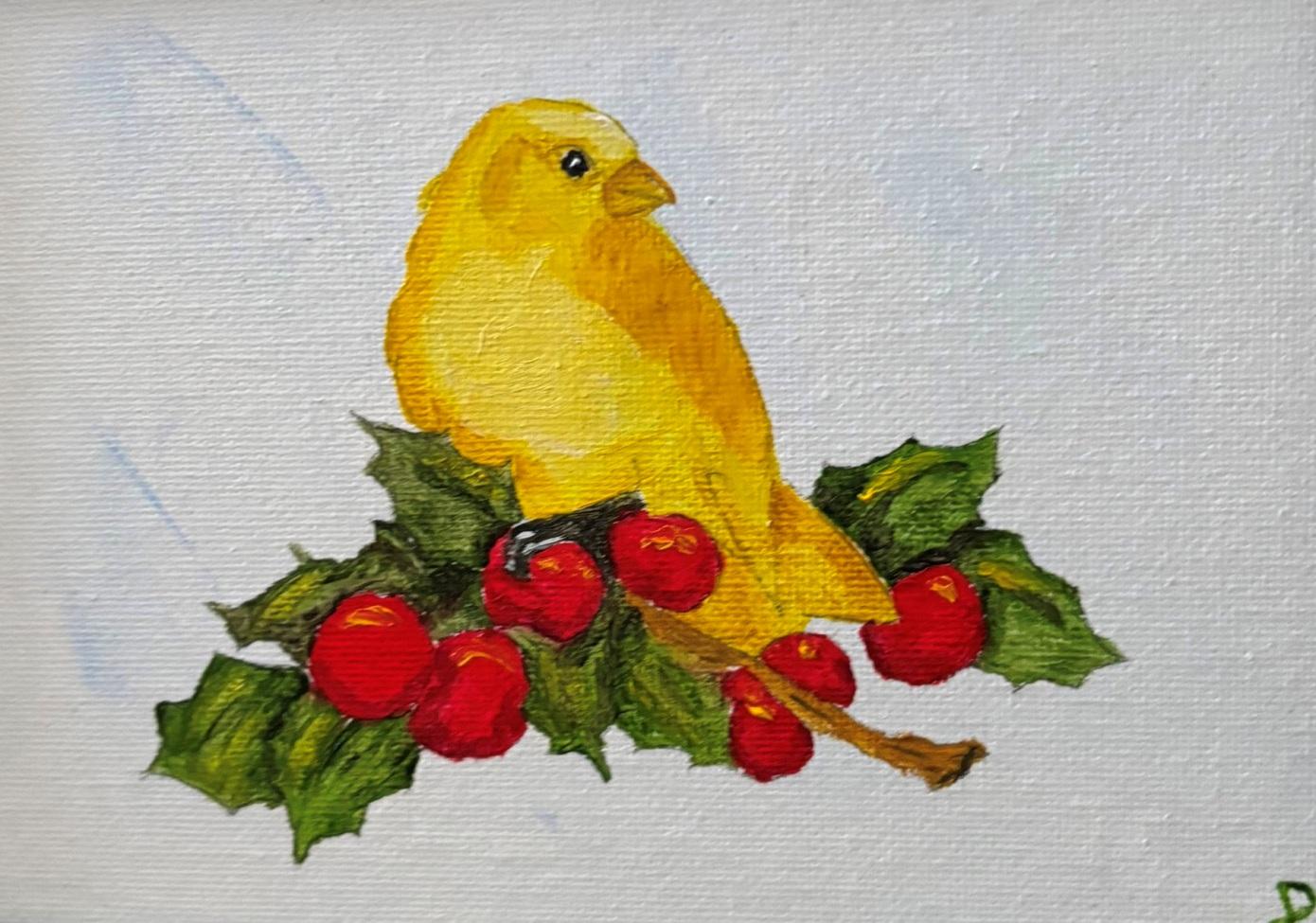 PamelaCrouch-Yellow Bird on Holly